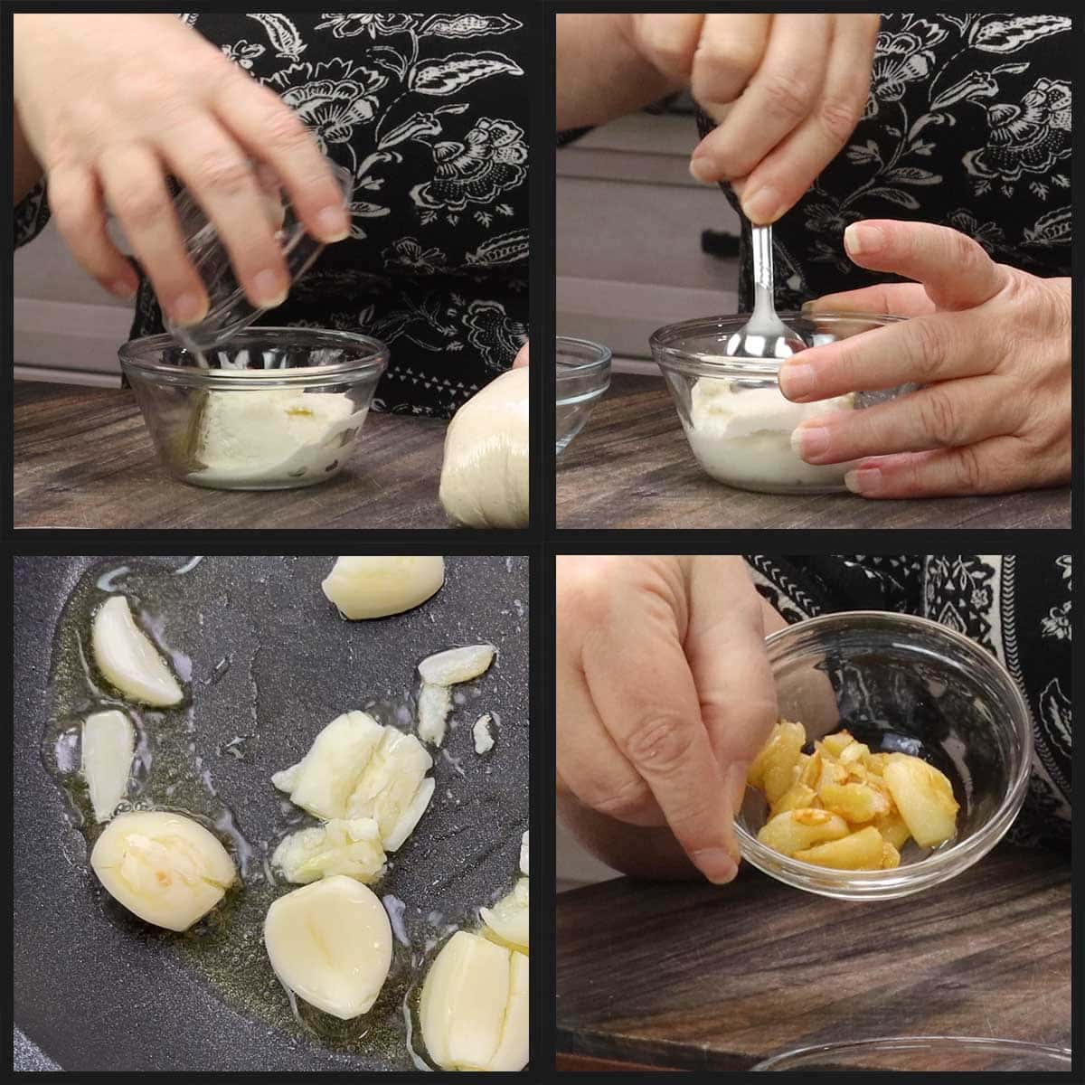 seasoning ricotta and sauteing garlic for calzones.