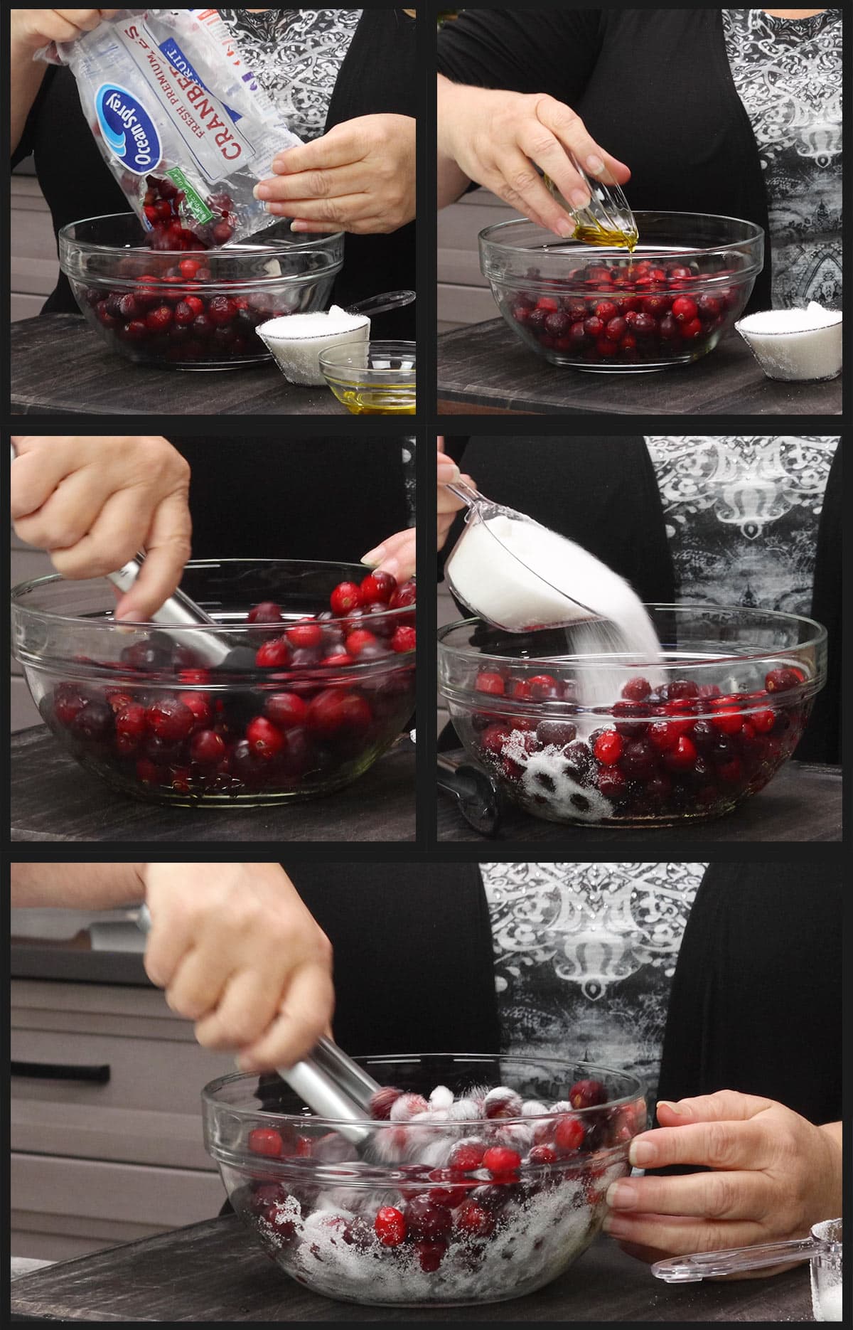 Preparing the cranberries for dehydrating. 