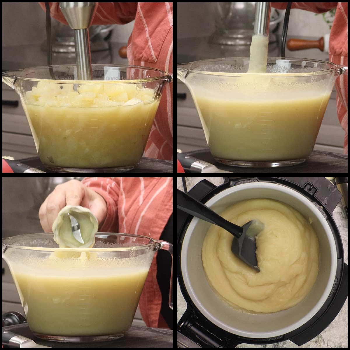 blending the potatoes with an immersion blender into a smooth puree.