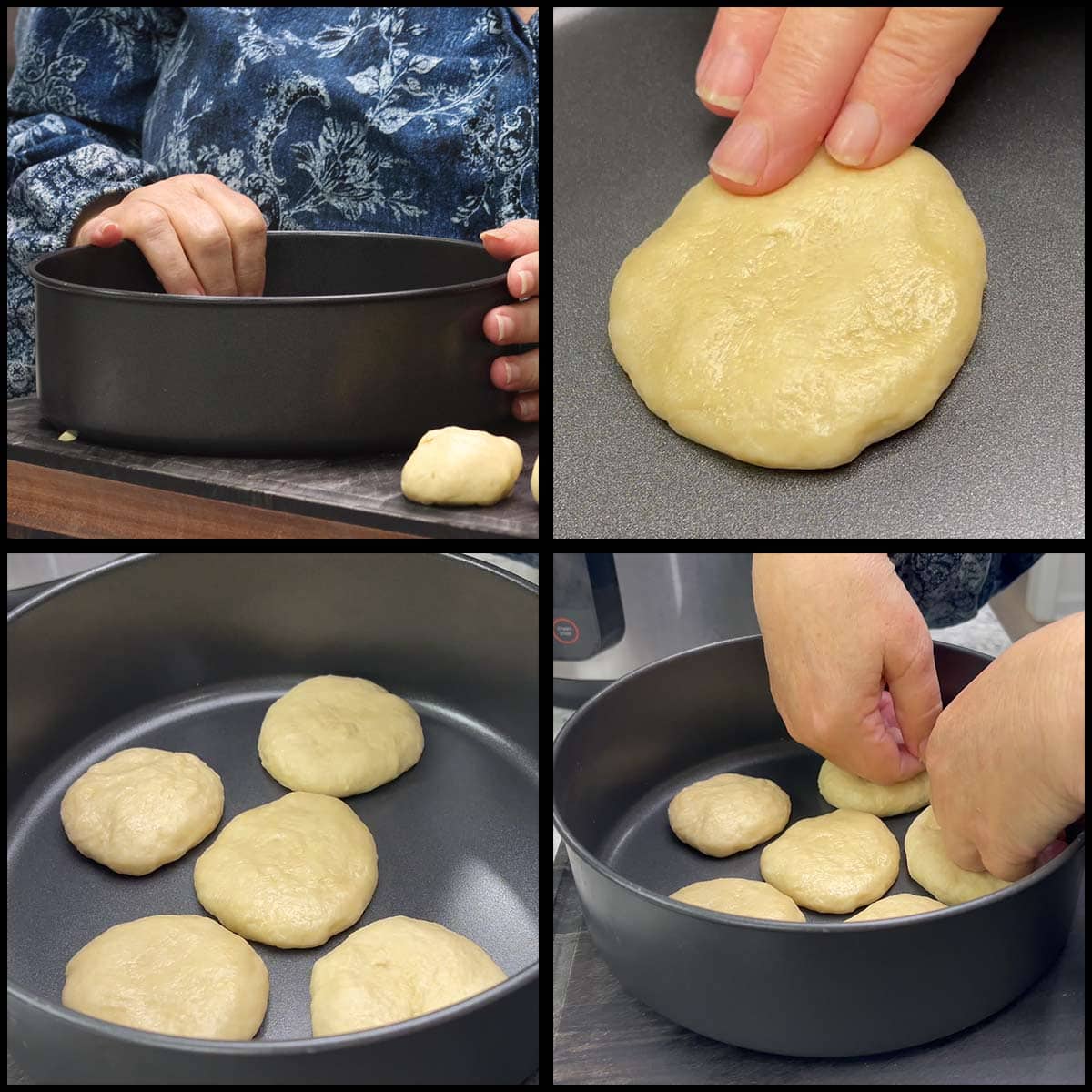 placing rolls in the Ninja pan.