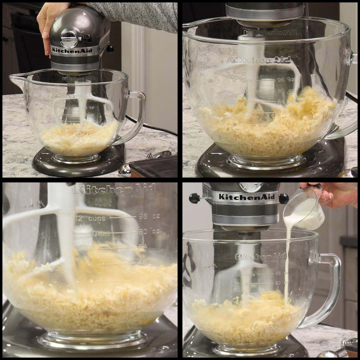 mixing the dough in a stand mixer.