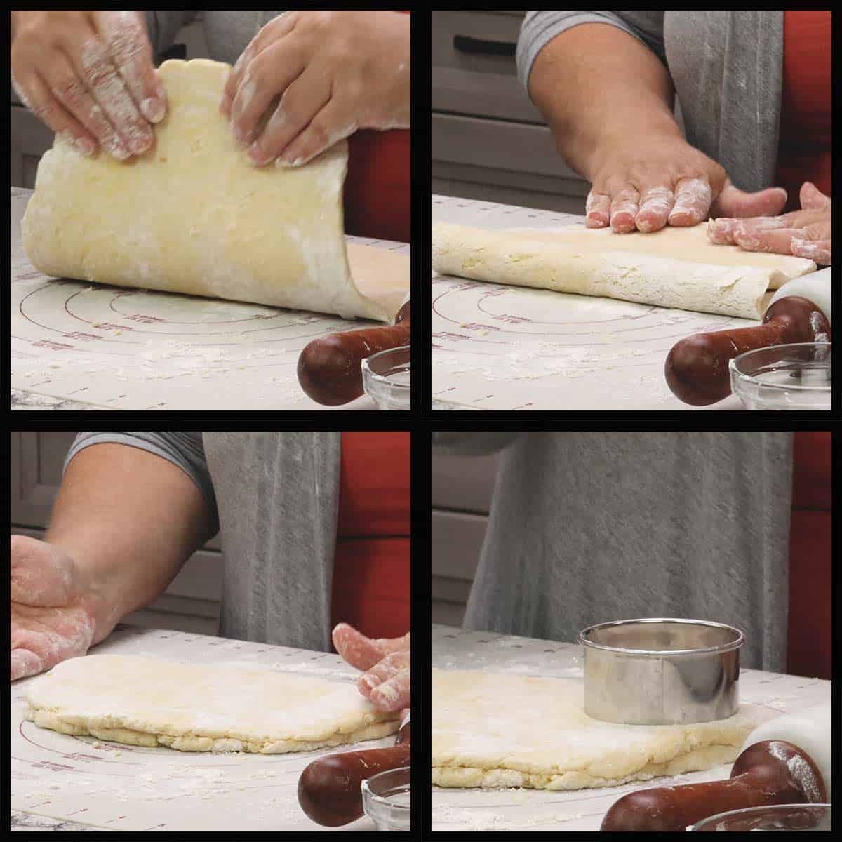 Folding the dough in half to make 1" depth for cutting scones.