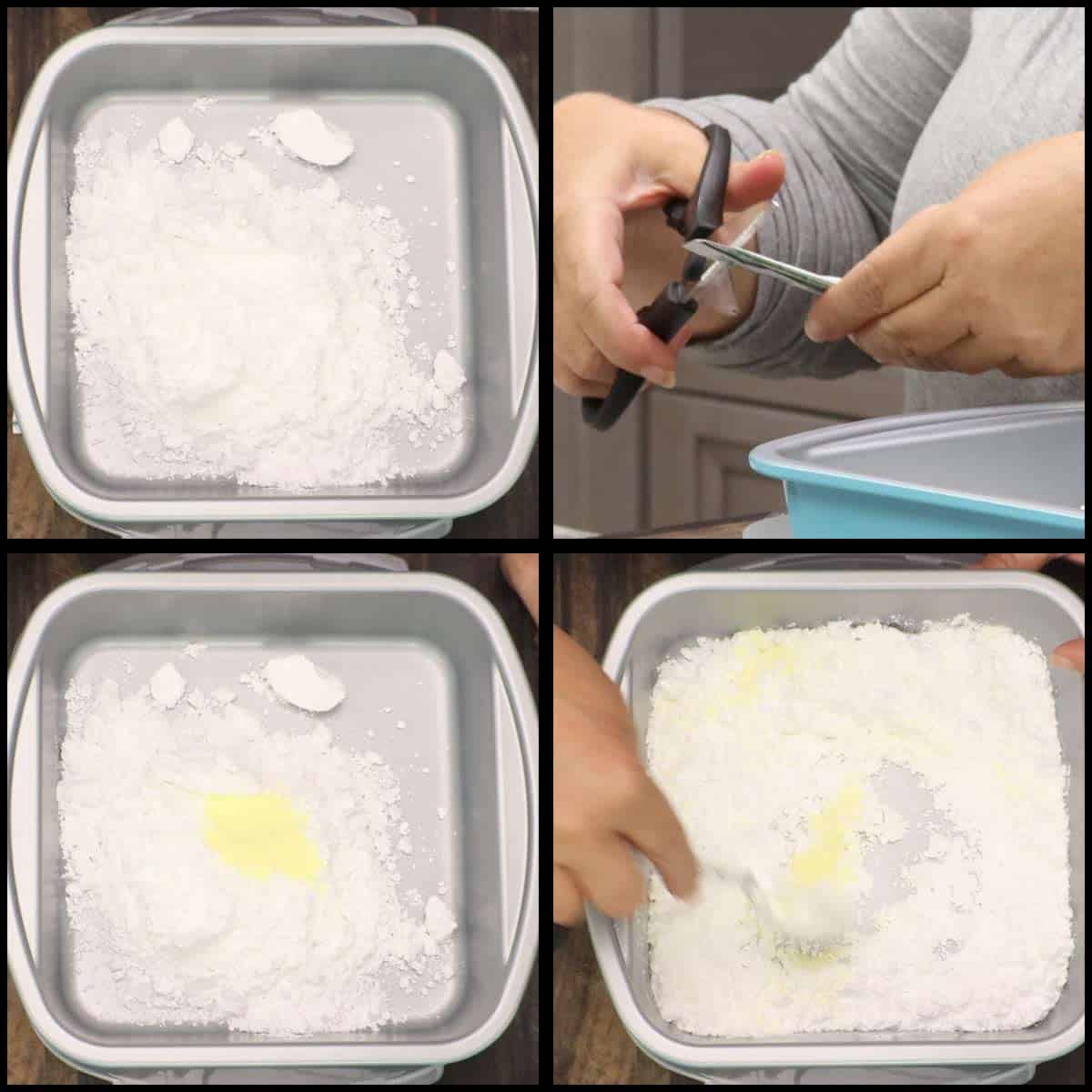 mixing the powdered sugar with the true lemon lemonade.