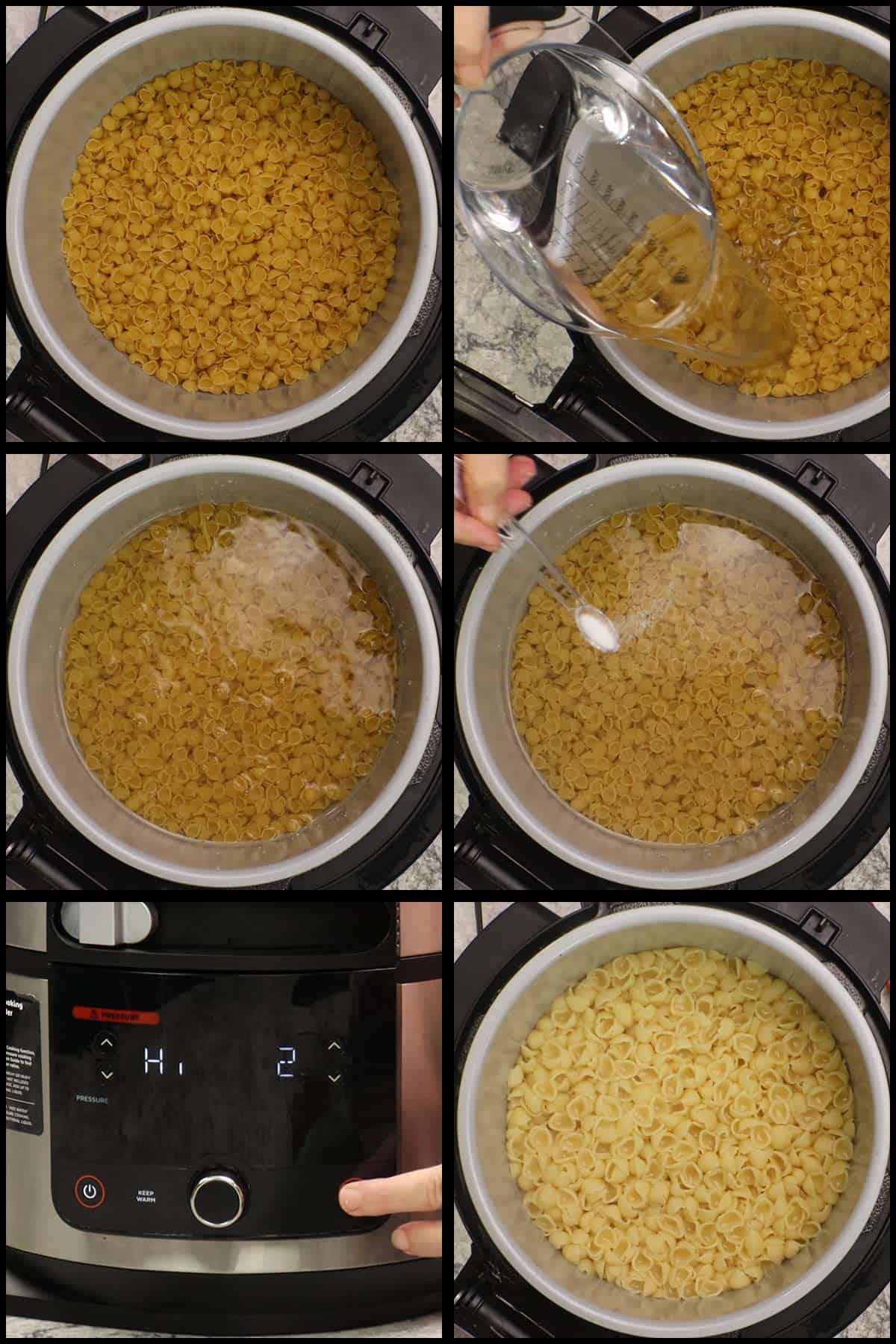Pressure cooking pasta for pasta salad.