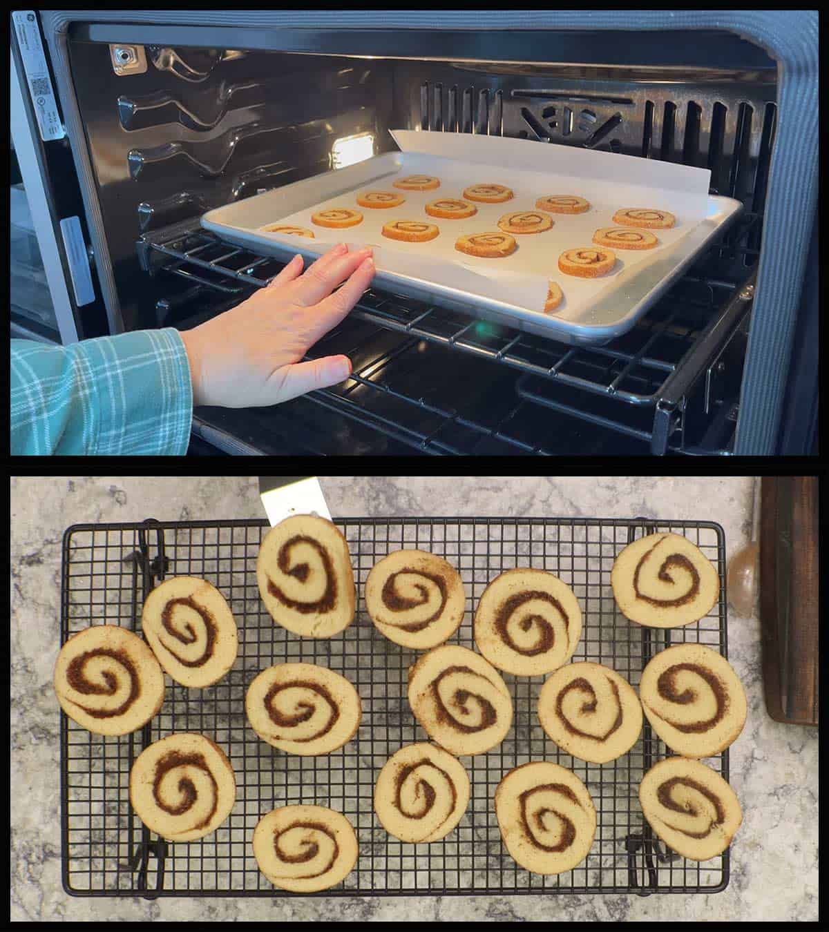 baking cinnamon roll cookies.
