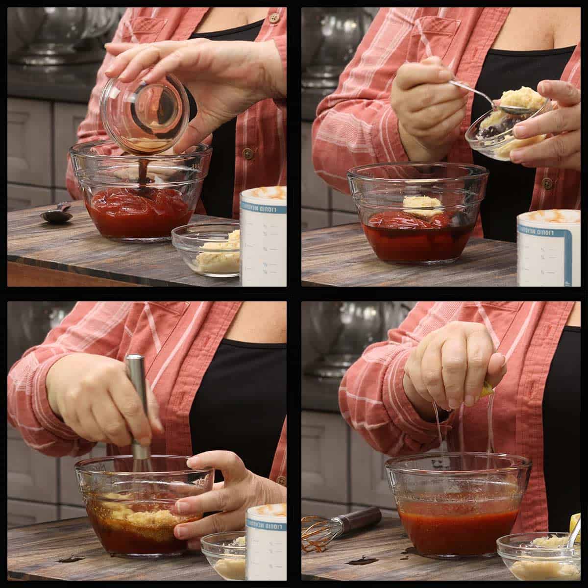 Making cocktails sauce for cold shrimp dip.