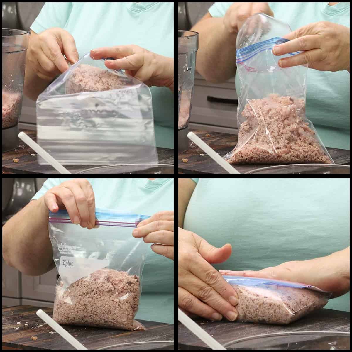 packaging up the chopped ham to freeze.