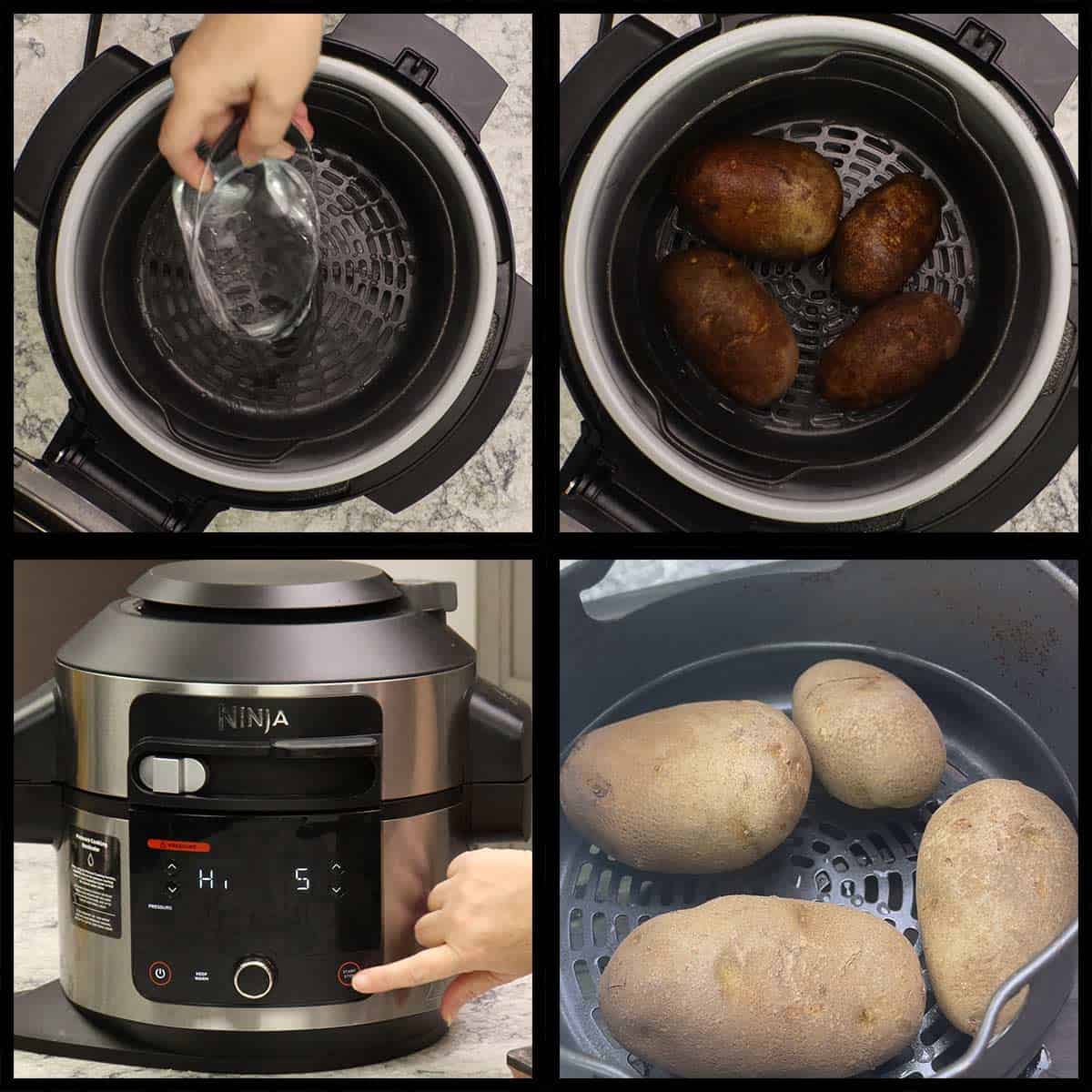 par-cooking the whole potatoes in the Ninja Foodi pressure cooker.