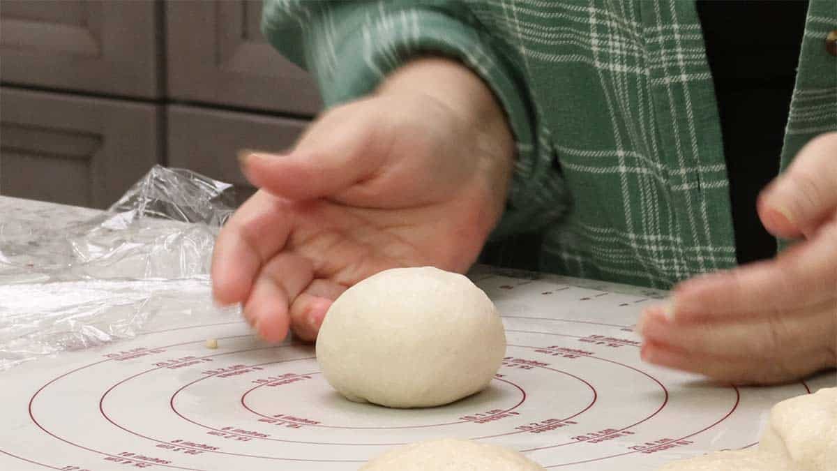 pretzel bun dough ball.