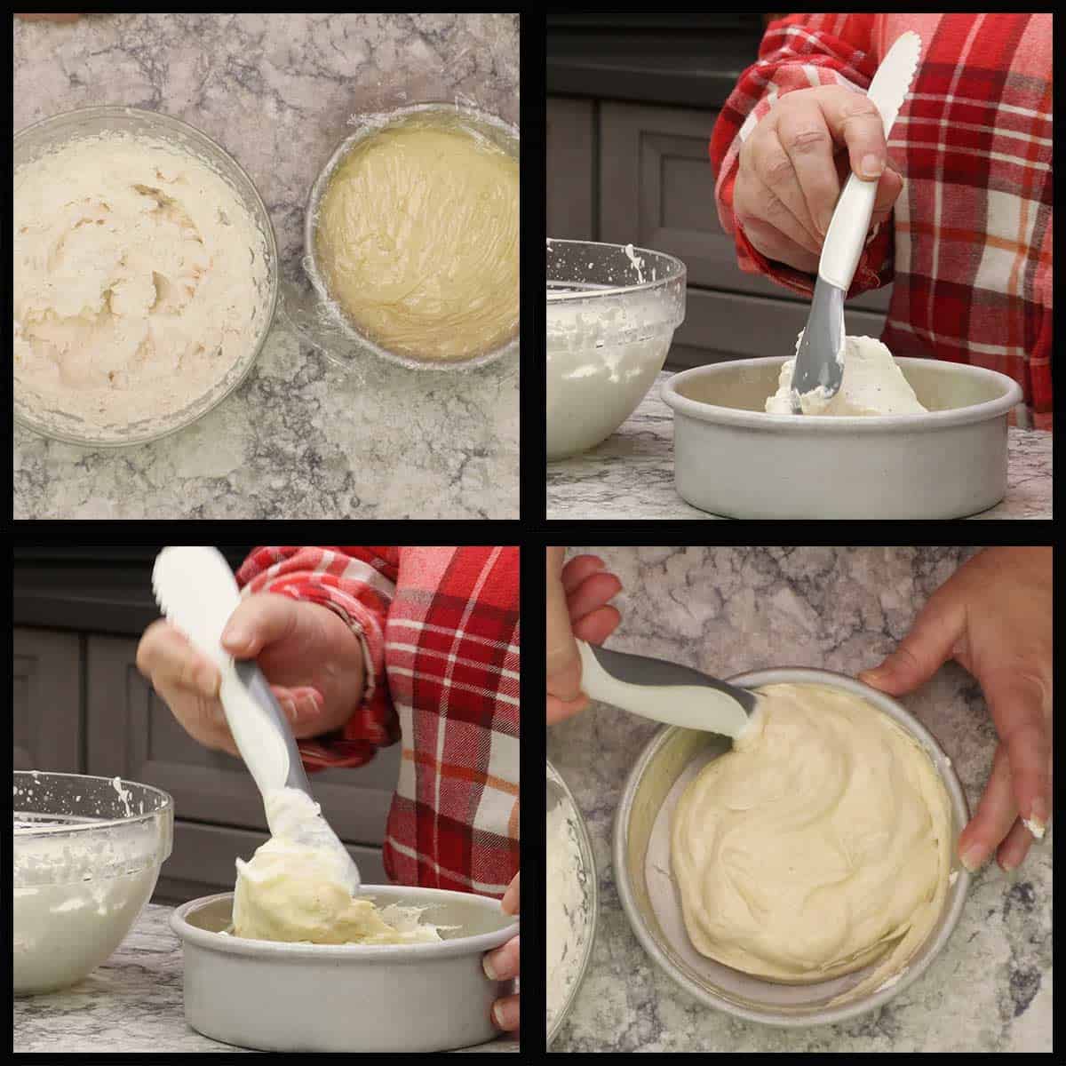 Mixing the whipped cream in with the pastry cream.