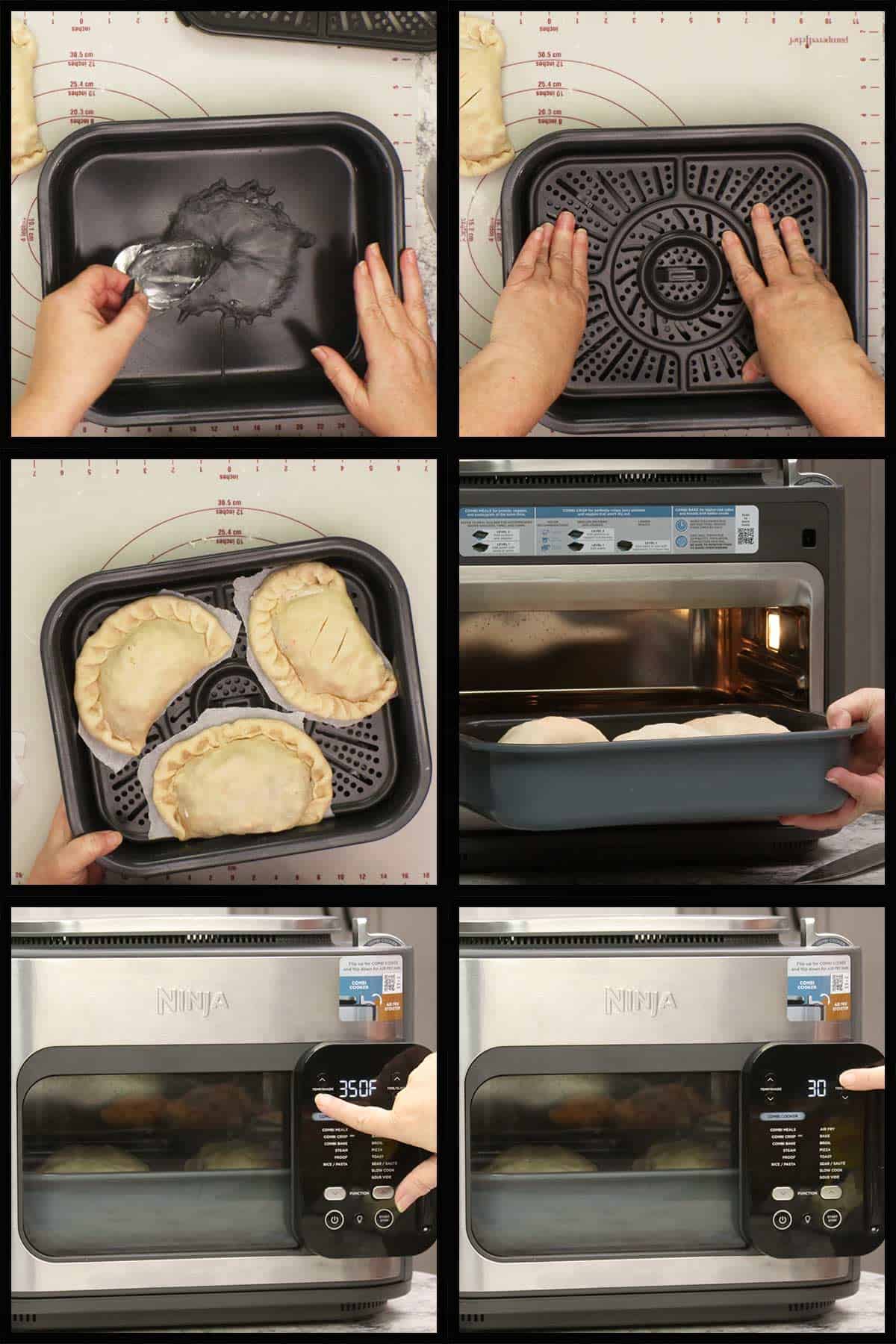 Setting up the Combi for cooking savory hand pies using combi crisp.