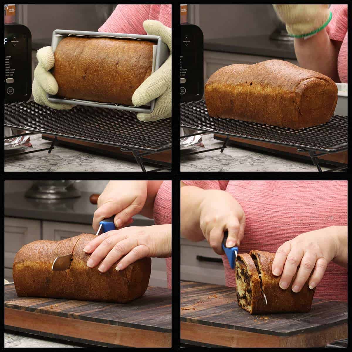 Cooling Cinnamon Raisin Bread.