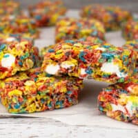 fruity pebble squares on parchment.