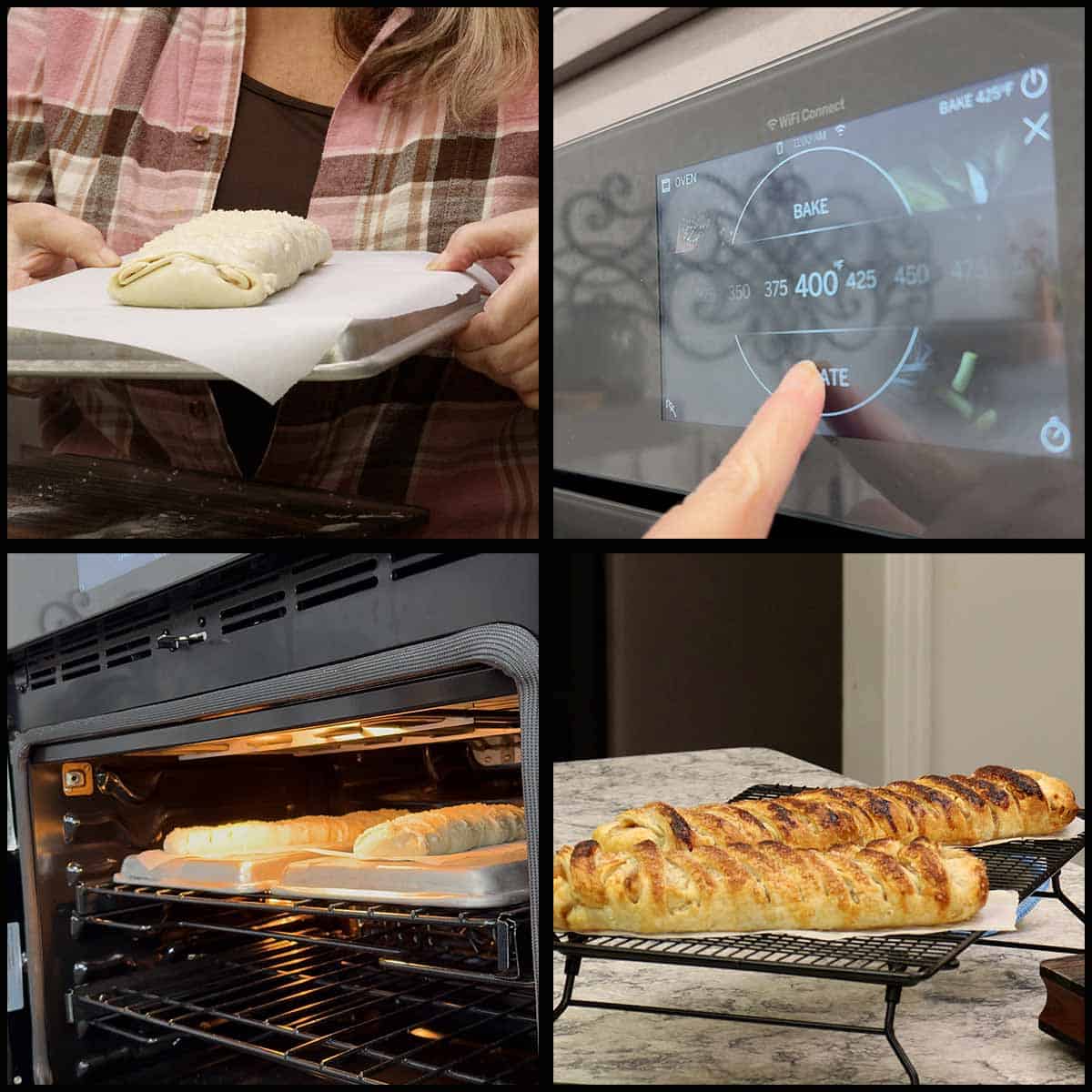 Baking the apple puff pastry.