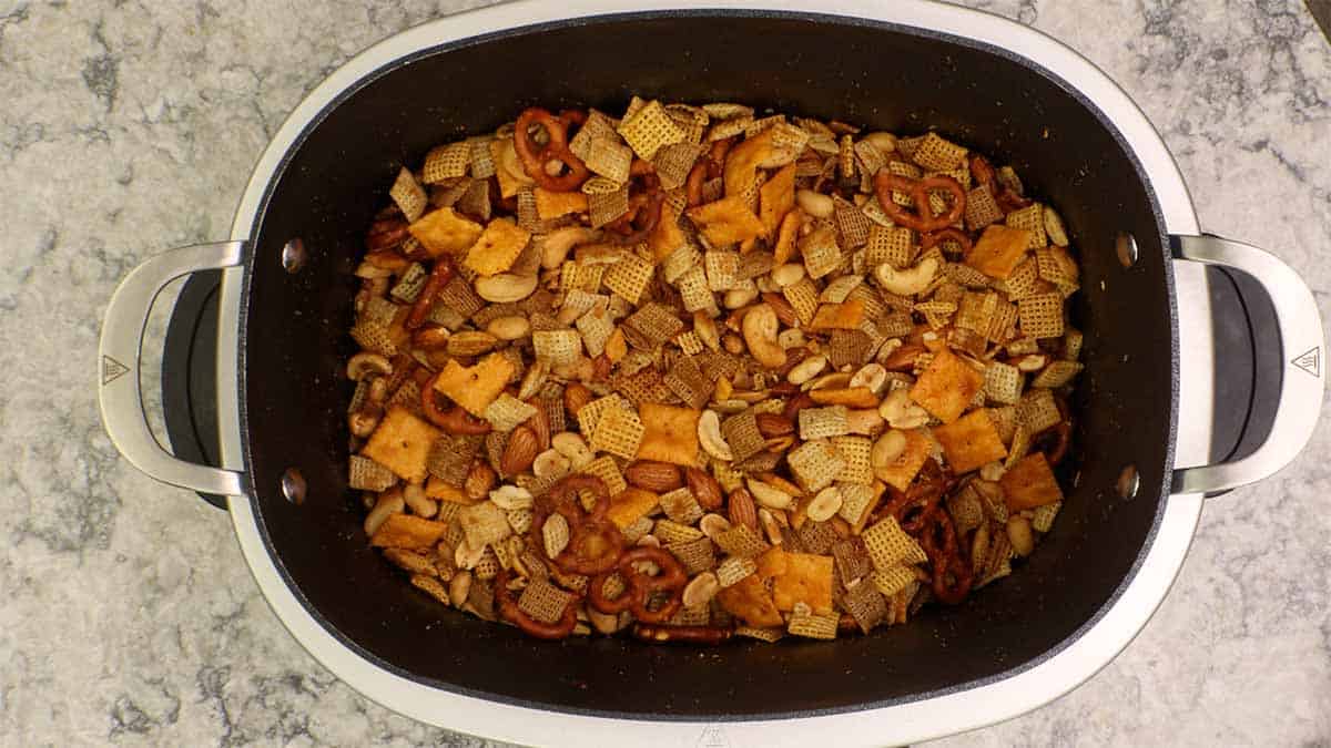 finished cereal mix in possible cooker. 