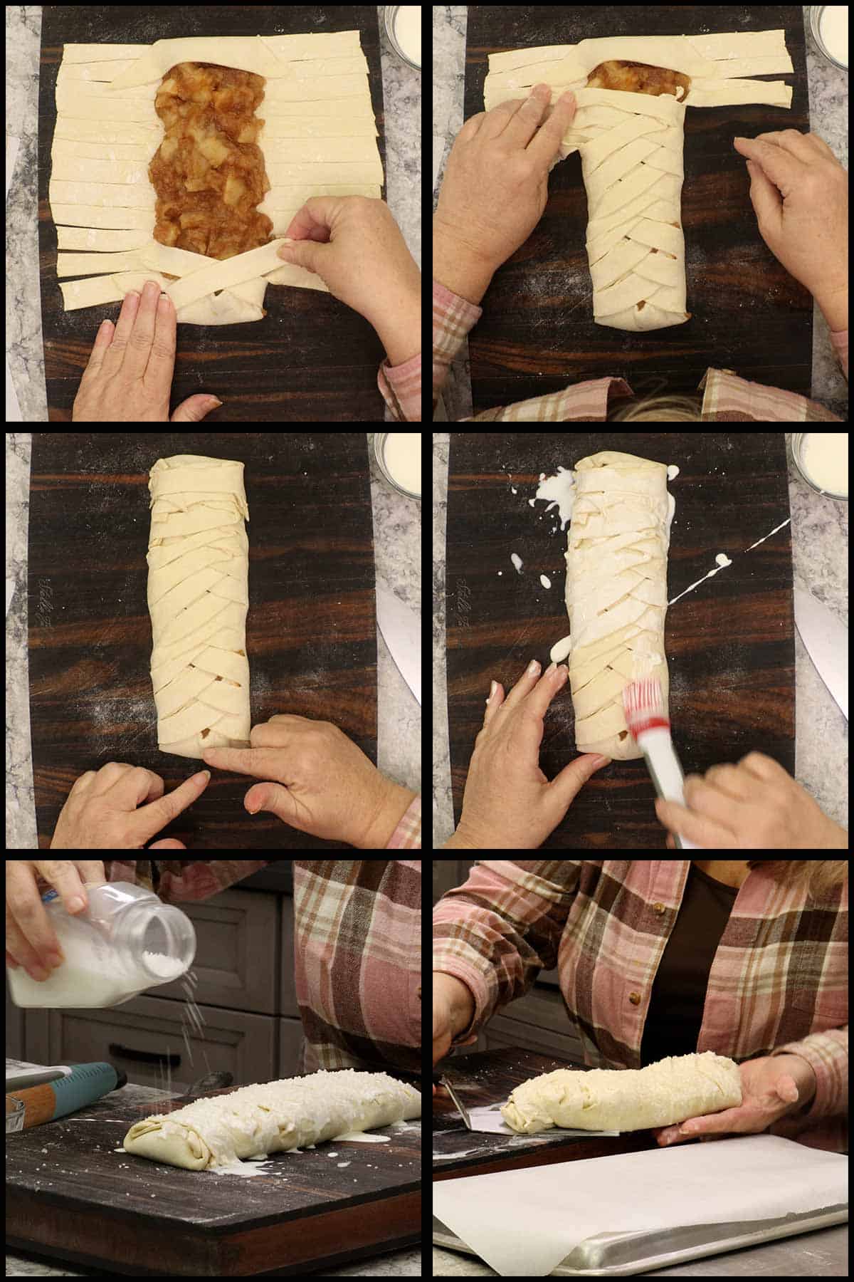 weaving the puff pastry.