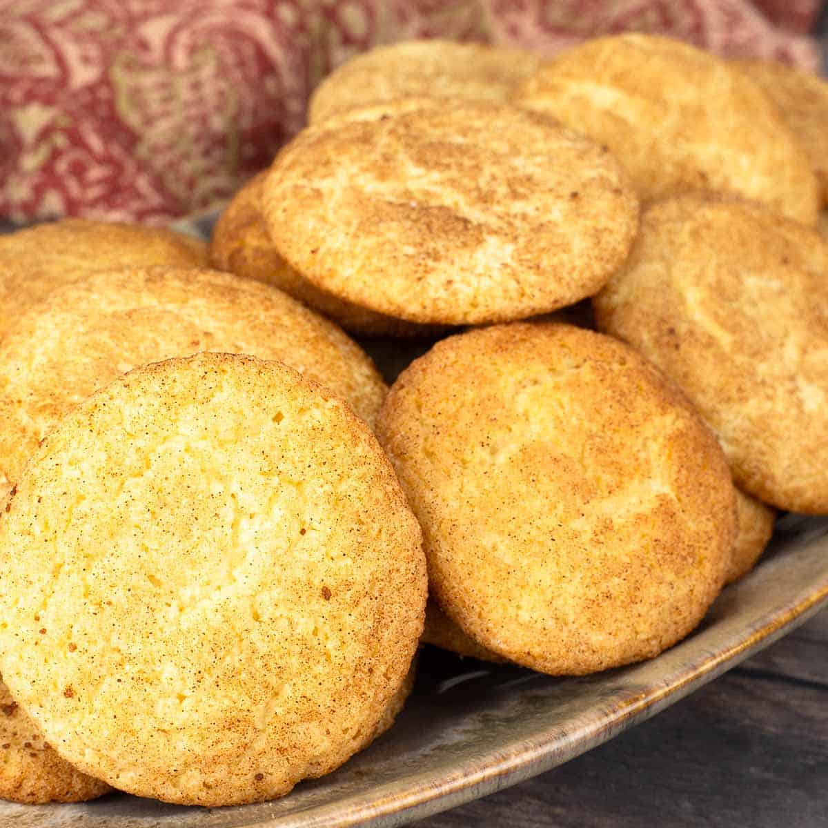 Snickerdoodle Cookies on a platter.