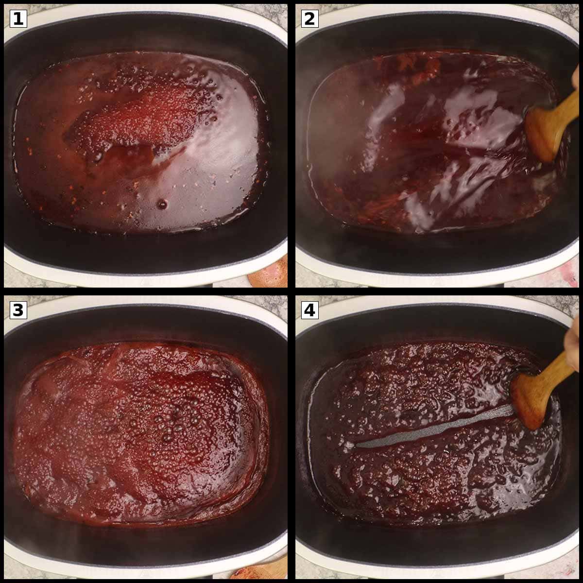 boiling cranberry mixture for jelly.