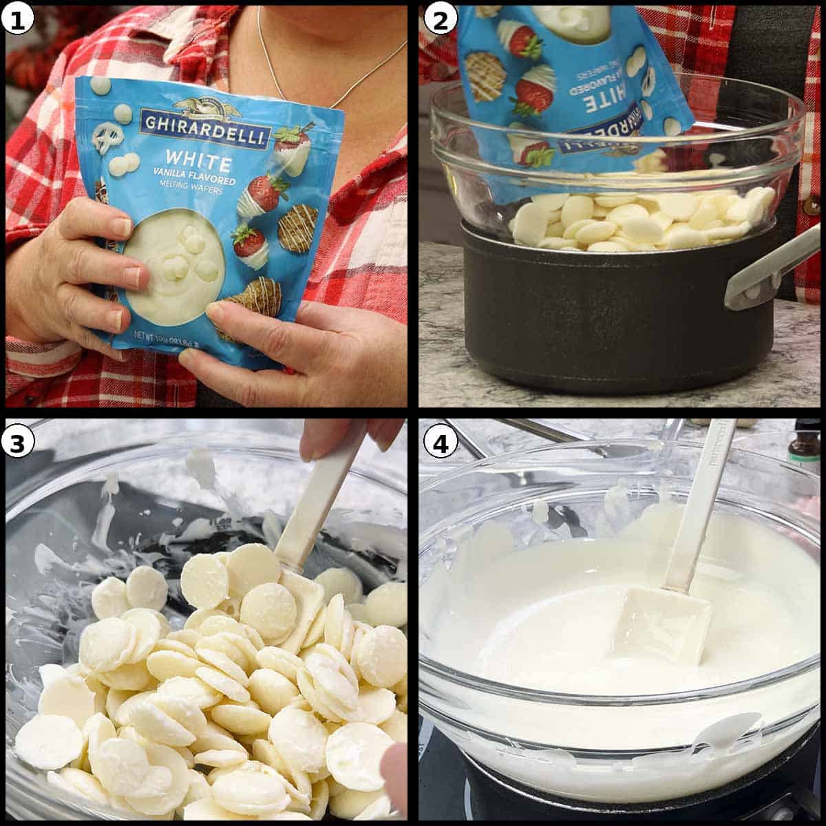 Melting chocolate in a double boiler.
