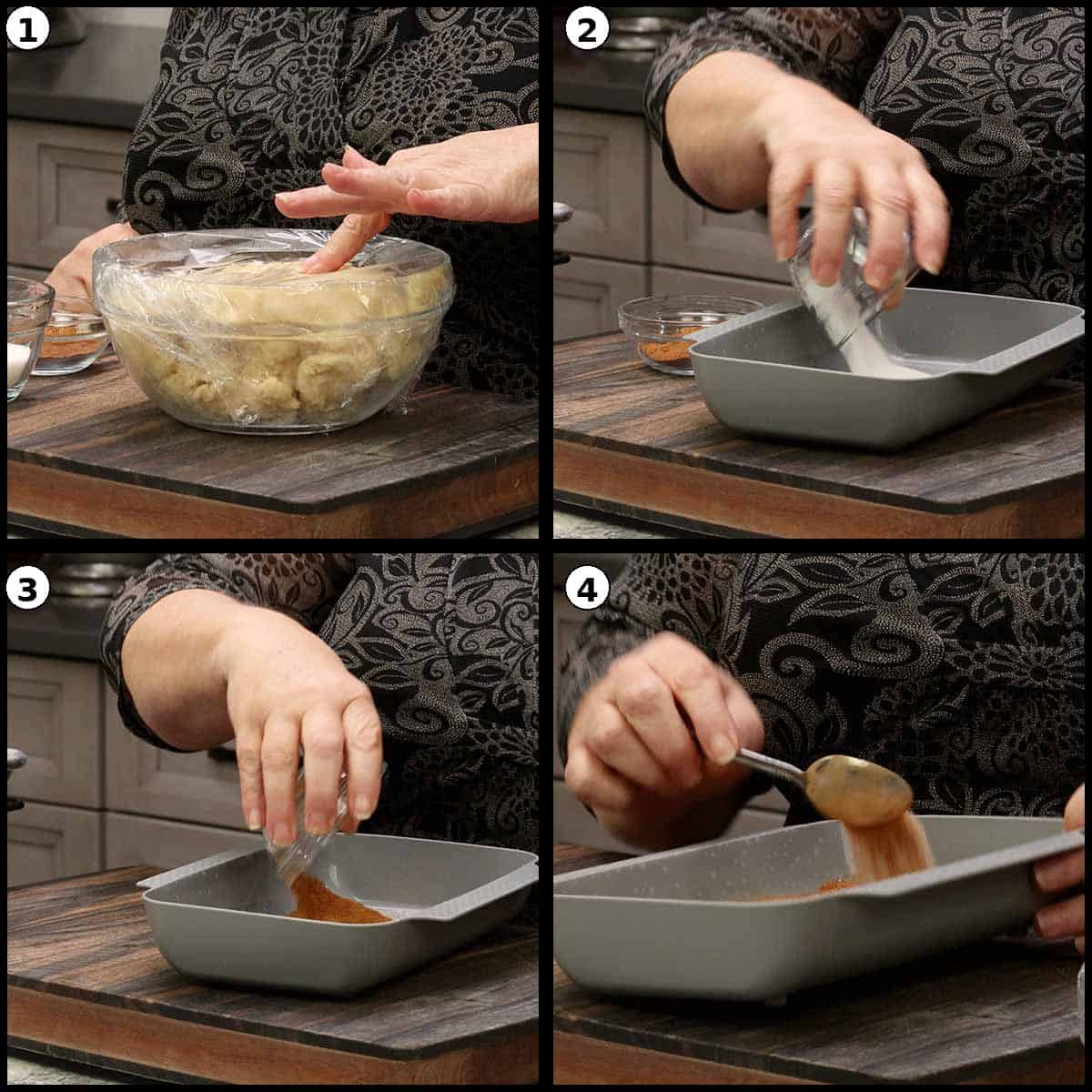 mixing cinnamon sugar for rolling cookie dough balls in.