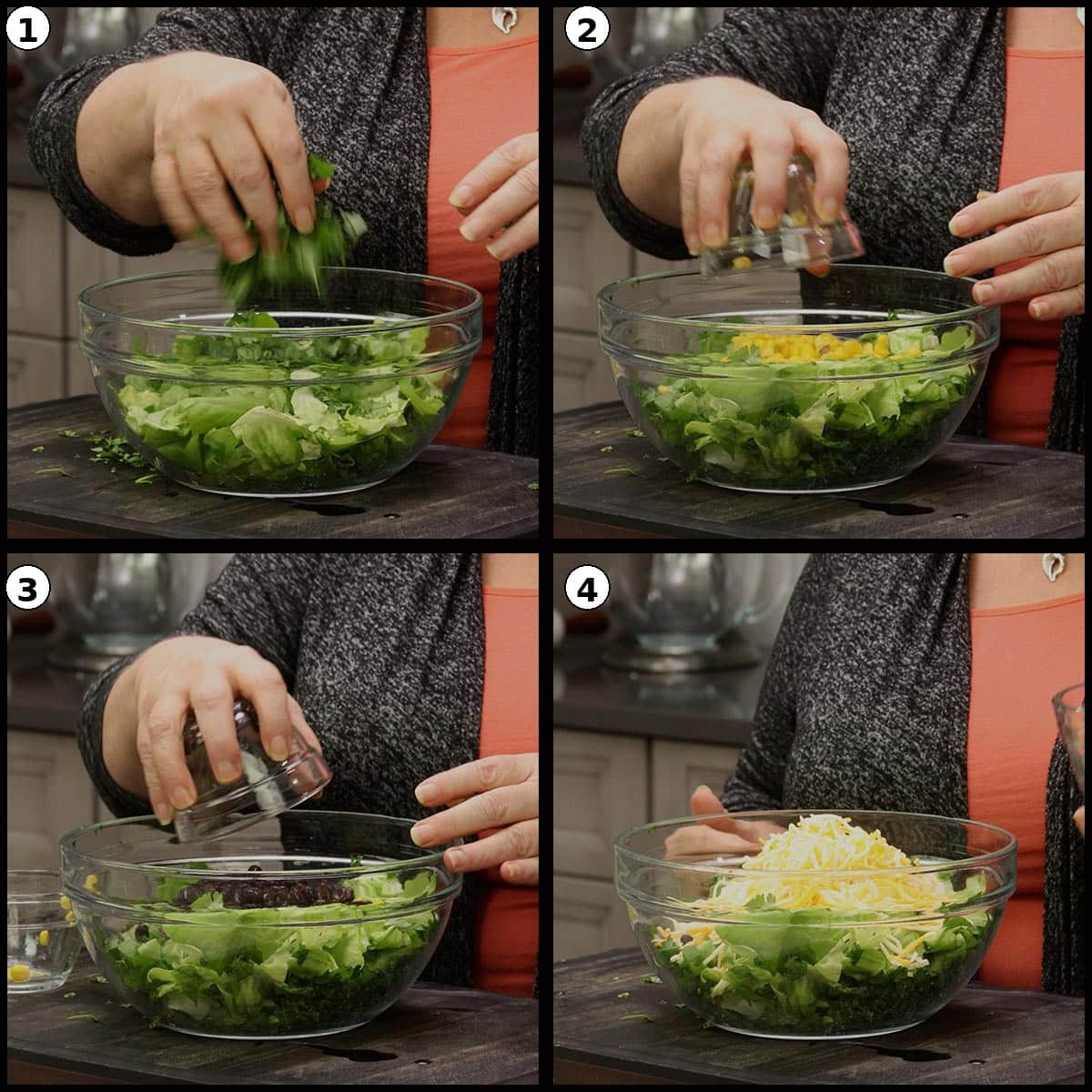 making the base salad. 
