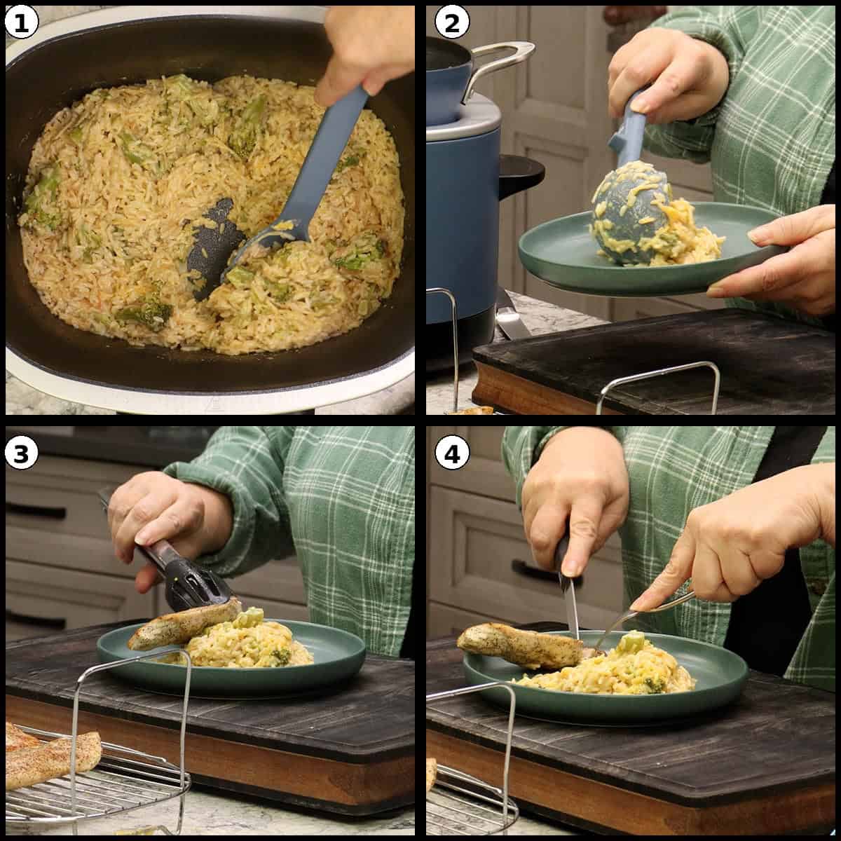 Plating the finished recipe.