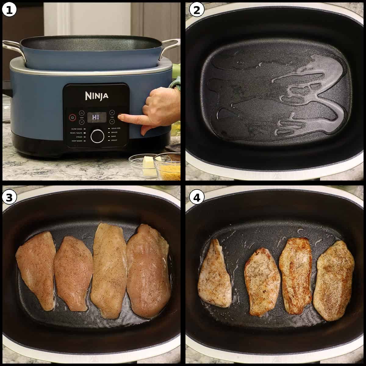 Searing the Chicken in the Possible Cooker Pro.