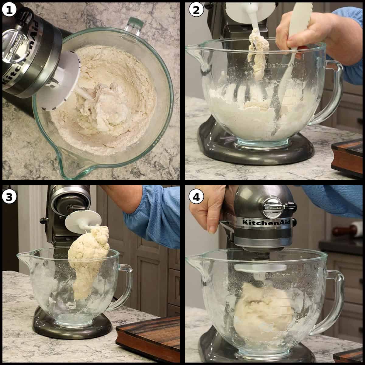 Dough after resting for 10 minutes and kneading in the stand mixer.