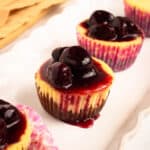 Mini cherry cheesecakes square image for social media