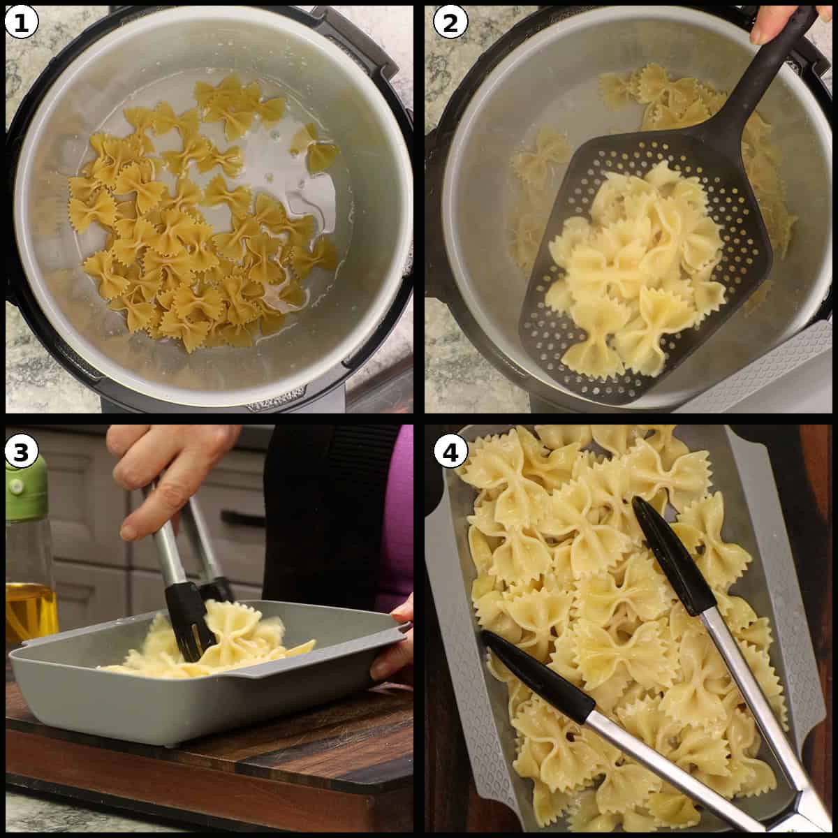 pressure cooking the pasta for air fryer fried pasta.